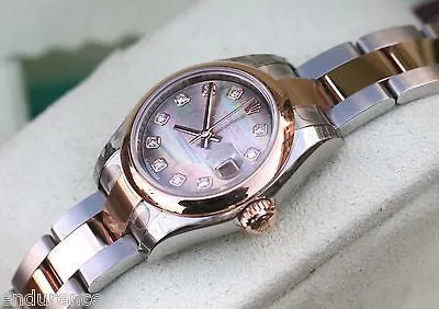 ROLEX LADIES DATEJUST TWO TONE TAHITIAN BLACK MOTHER-OF-PEARL DIAMOND DIAL