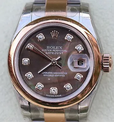 ROLEX LADIES DATEJUST TWO TONE TAHITIAN BLACK MOTHER-OF-PEARL DIAMOND DIAL