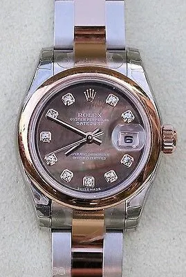 ROLEX LADIES DATEJUST TWO TONE TAHITIAN BLACK MOTHER-OF-PEARL DIAMOND DIAL