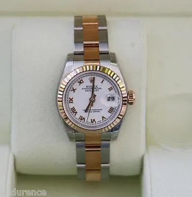 ROLEX LADIES DATEJUST WATCH ROSE GOLD STEEL WHITE ROMAN TWO TONE 179171
