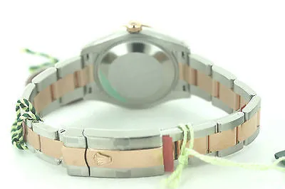 ROLEX LADIES MIDSIZE 178341 31mm 18k ROSE GOLD STAINLESS STEEL DIAMOND WHITE MOP