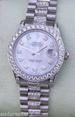 ROLEX LADIES MIDSIZE PRESIDENT 18k GOLD DIAMOND BAND DIAMONDS EVERYWHERE 178240