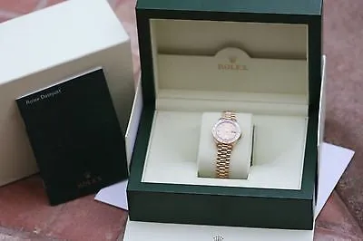 ROLEX LADIES PRESIDENT 18K YELLOW GOLD CHANNEL SET DIAMOND BEZEL GOLD DIAL 69178