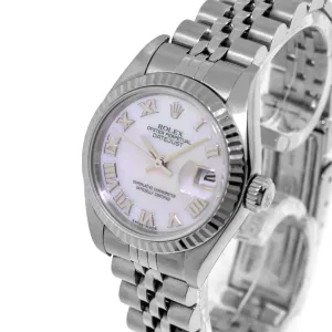 Rolex Lady-Datejust 26mm Stainless Steel Mother of Pearl Roman Dial Fluted Bezel 79174