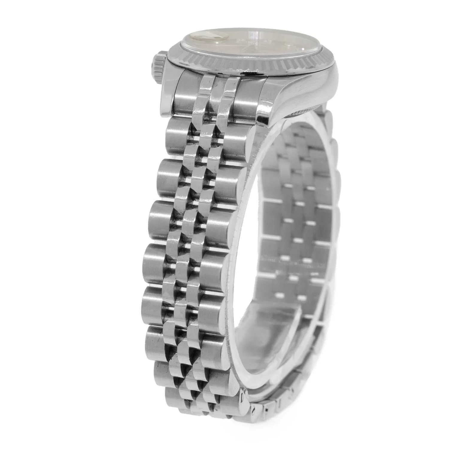 Rolex Lady-Datejust 26mm White Gold & Steel Pink Diamond Dial & Fluted Bezel 179174