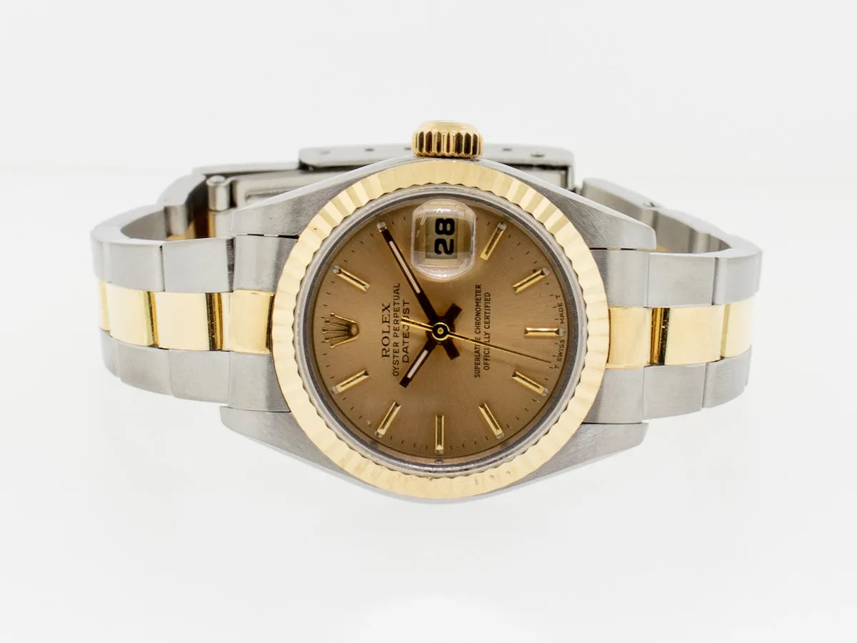Rolex Lady-Datejust 26mm Yellow Gold & Steel Champagne Index Dial 79173