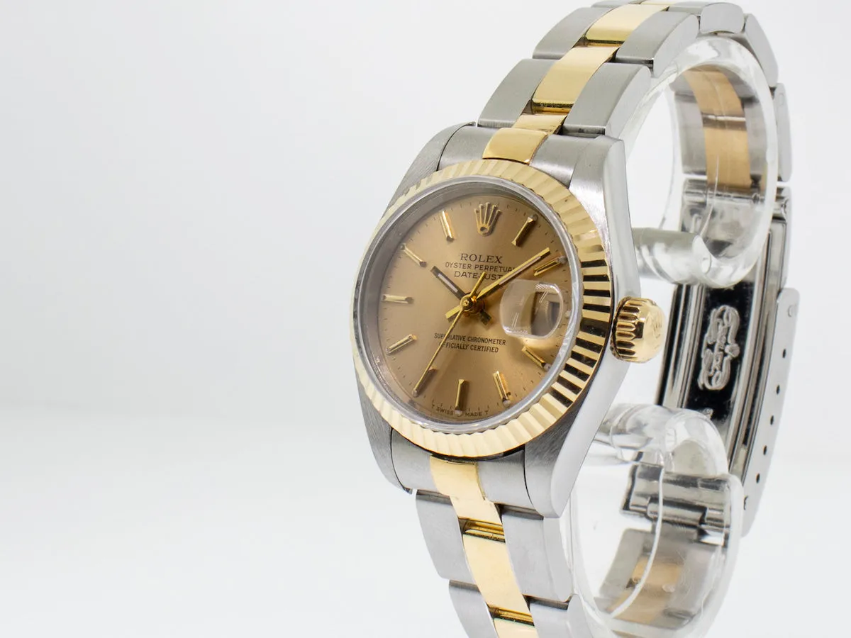 Rolex Lady-Datejust 26mm Yellow Gold & Steel Champagne Index Dial 79173