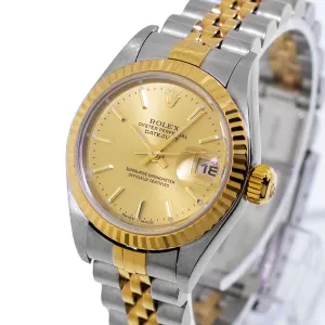 Rolex Lady-Datejust 26mm Yellow Gold & Steel Champagne Index Dial, Fluted Bezel 79173