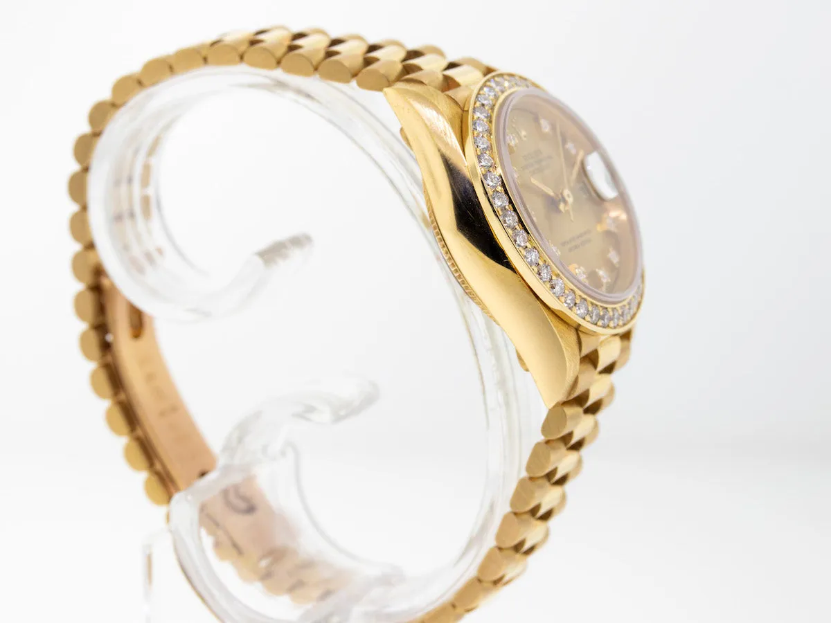Rolex Lady-Datejust 26mm Yellow Gold Champagne Diamond Dial And Bezel 69178
