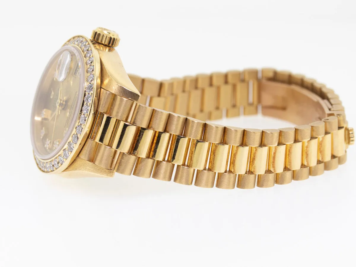 Rolex Lady-Datejust 26mm Yellow Gold Champagne Diamond Dial And Bezel 69178