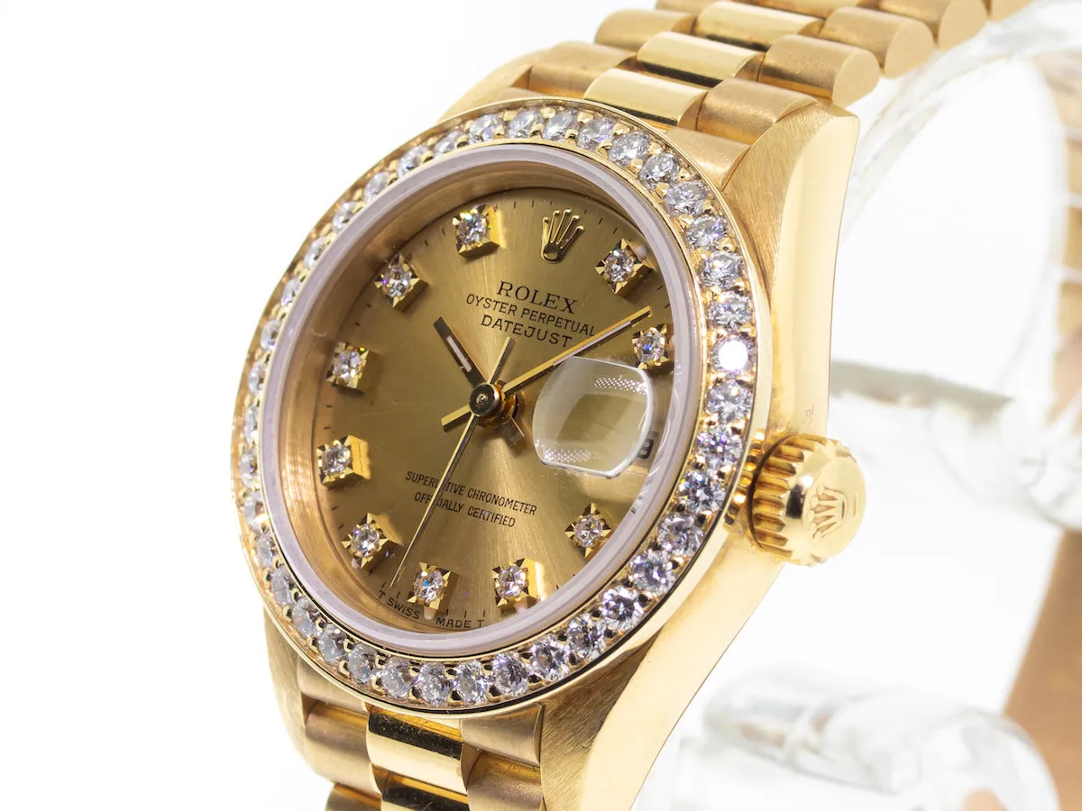 Rolex Lady-Datejust 26mm Yellow Gold Champagne Diamond Dial And Bezel 69178