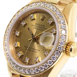 Rolex Lady-Datejust 26mm Yellow Gold Champagne Diamond Dial And Bezel 69178