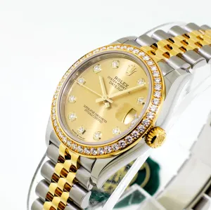 Rolex Lady-Datejust 31mm 18K Yellow Gold & Steel Champagne Diamond Dial & Diamond Bezel 278383RBR