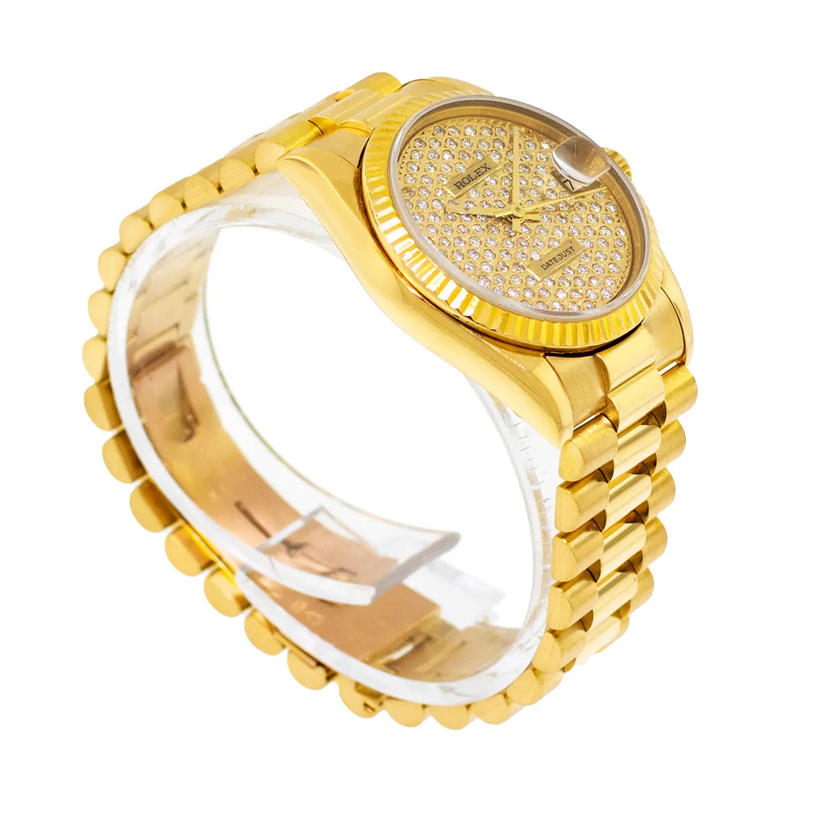 Rolex Lady-Datejust 31mm Yellow Gold Diamond Dial & Fluted Bezel 68278