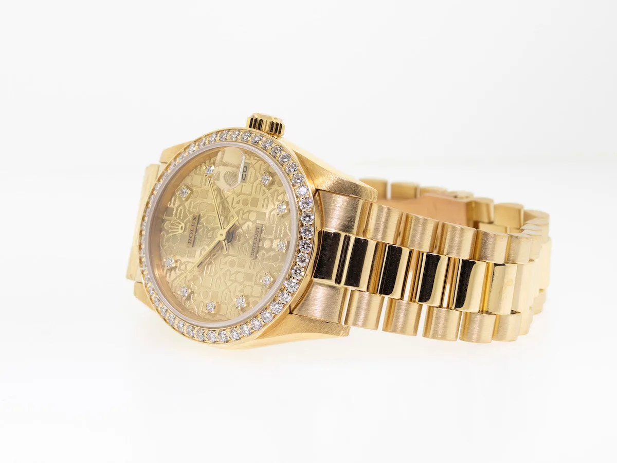 Rolex Lady-Datejust 31mm Yellow Gold Jubilee Diamond Dial & Bezel 68278