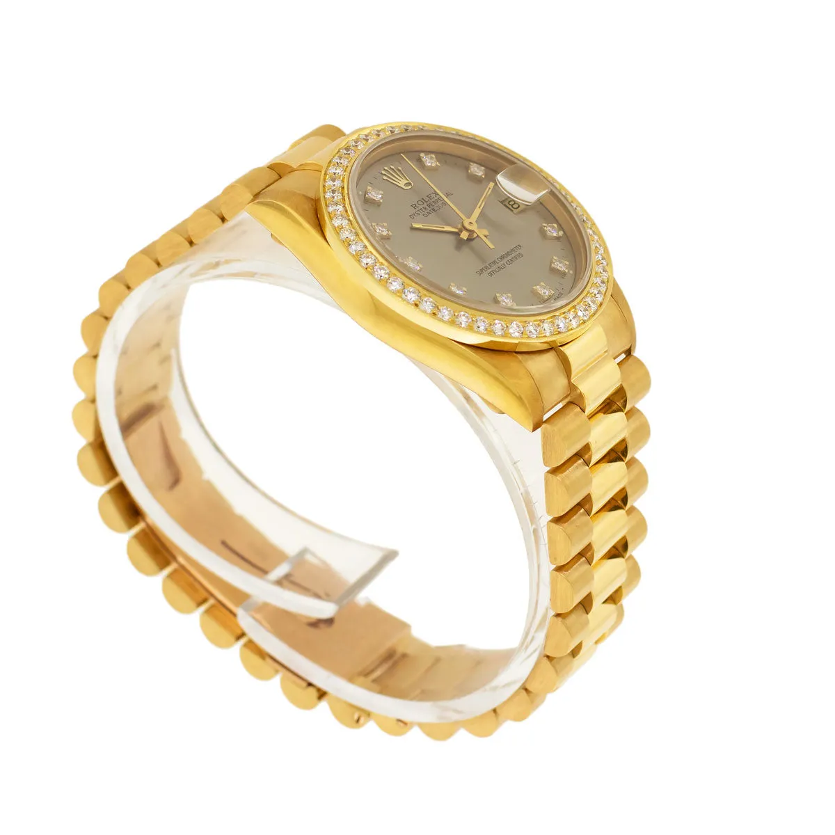 Rolex Lady-Datejust 31mm Yellow Gold Rhodium Diamond Dial & Bezel 68278