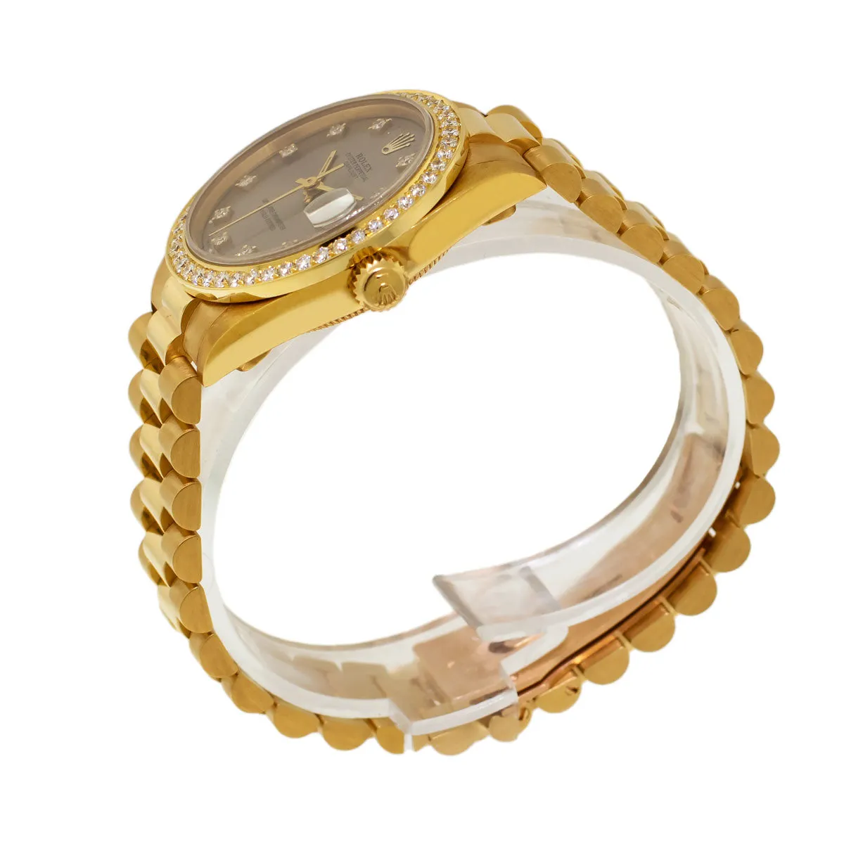 Rolex Lady-Datejust 31mm Yellow Gold Rhodium Diamond Dial & Bezel 68278