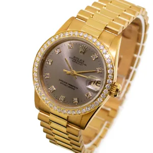 Rolex Lady-Datejust 31mm Yellow Gold Rhodium Diamond Dial & Bezel 68278