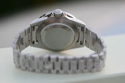 ROLEX MENS 16610 SUBMARINER 18K WHITE GOLD DIAMOND PRESIDENTIAL BAND BEZEL