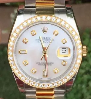 ROLEX MENS 36mm DATEJUST 116203 DIAMOND DIAL BEZEL STEEL 18K NEW UNWORN