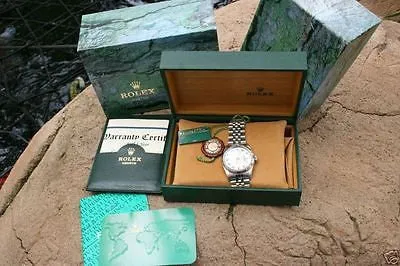 ROLEX MENS DATEJUST SILVER DIAMOND DIAL 16234 BOX