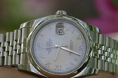 ROLEX MENS LADIES 36mm DATEJUST WATCH STAINLESS STEEL 116200 UNWORN ROMAN SILVER