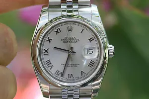 ROLEX MENS LADIES 36mm DATEJUST WATCH STAINLESS STEEL 116200 UNWORN ROMAN SILVER
