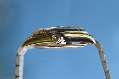 ROLEX MENS PRESIDENT 18K YELLOW GOLD 18038 SAPPHIRE QUICK SET BLUE DIAMOND DIAL