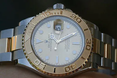 ROLEX MENS YACHTMASTER 16623 CHAMPAGNE GOLD DIAL BOX CARD