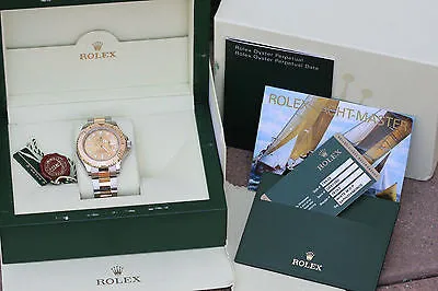 ROLEX MENS YACHTMASTER 16623 CHAMPAGNE GOLD DIAL BOX CARD