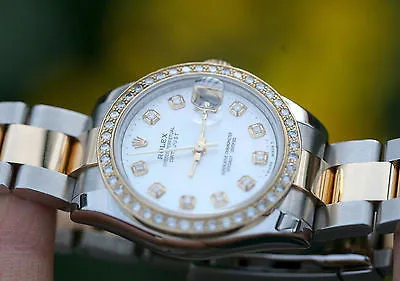 ROLEX MIDSIZE 31mm DATEJUST 178273 18K YELLOW GOLD STEEL DIAMONDS BEZEL DIAL