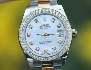 ROLEX MIDSIZE 31mm DATEJUST 178273 18K YELLOW GOLD STEEL DIAMONDS BEZEL DIAL