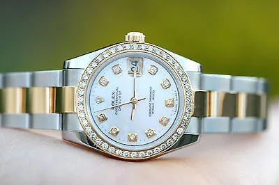 ROLEX MIDSIZE 31mm DATEJUST 178273 18K YELLOW GOLD STEEL DIAMONDS BEZEL DIAL