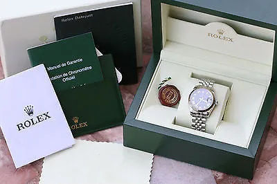 ROLEX MIDSIZE LADIES 31mm DATEJUST STAINLESS STEEL 18K WHITE GOLD BEZEL 178274
