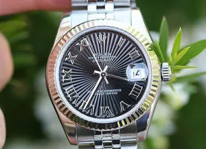 ROLEX MIDSIZE LADIES 31mm DATEJUST STAINLESS STEEL 18K WHITE GOLD BEZEL 178274