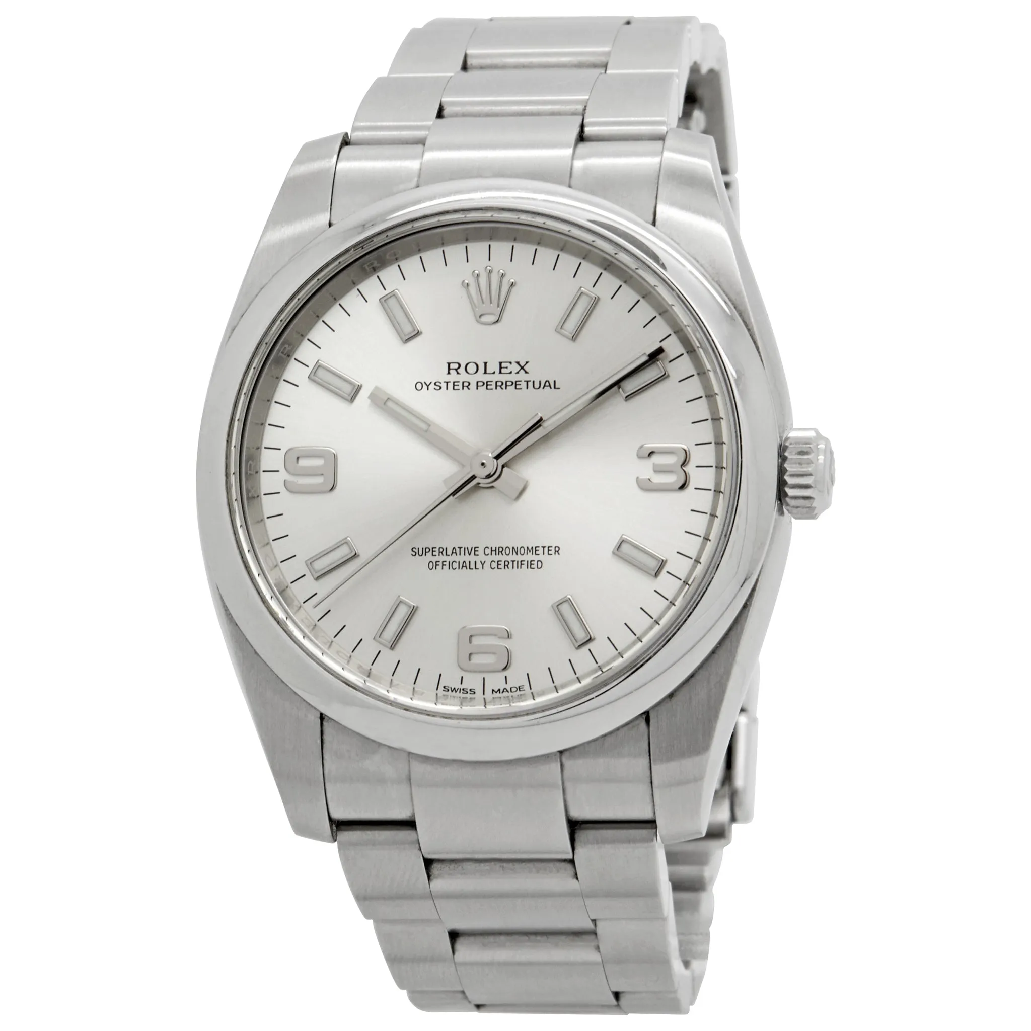 Rolex Oyster Perpetual 114200 Silver Dial Automatic Watch