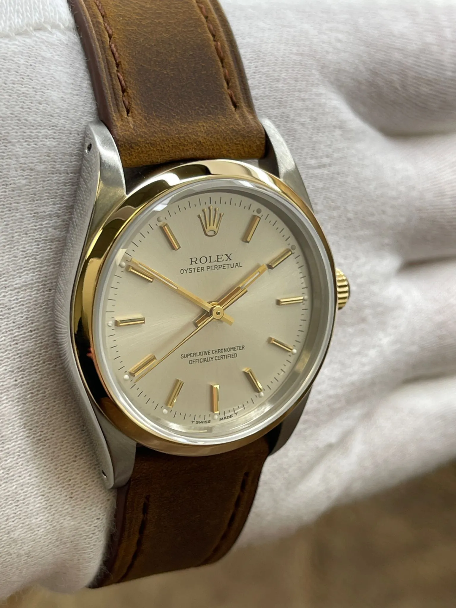 Rolex Oyster Perpetual 34mm 14203 Silver Dial Automatic Watch