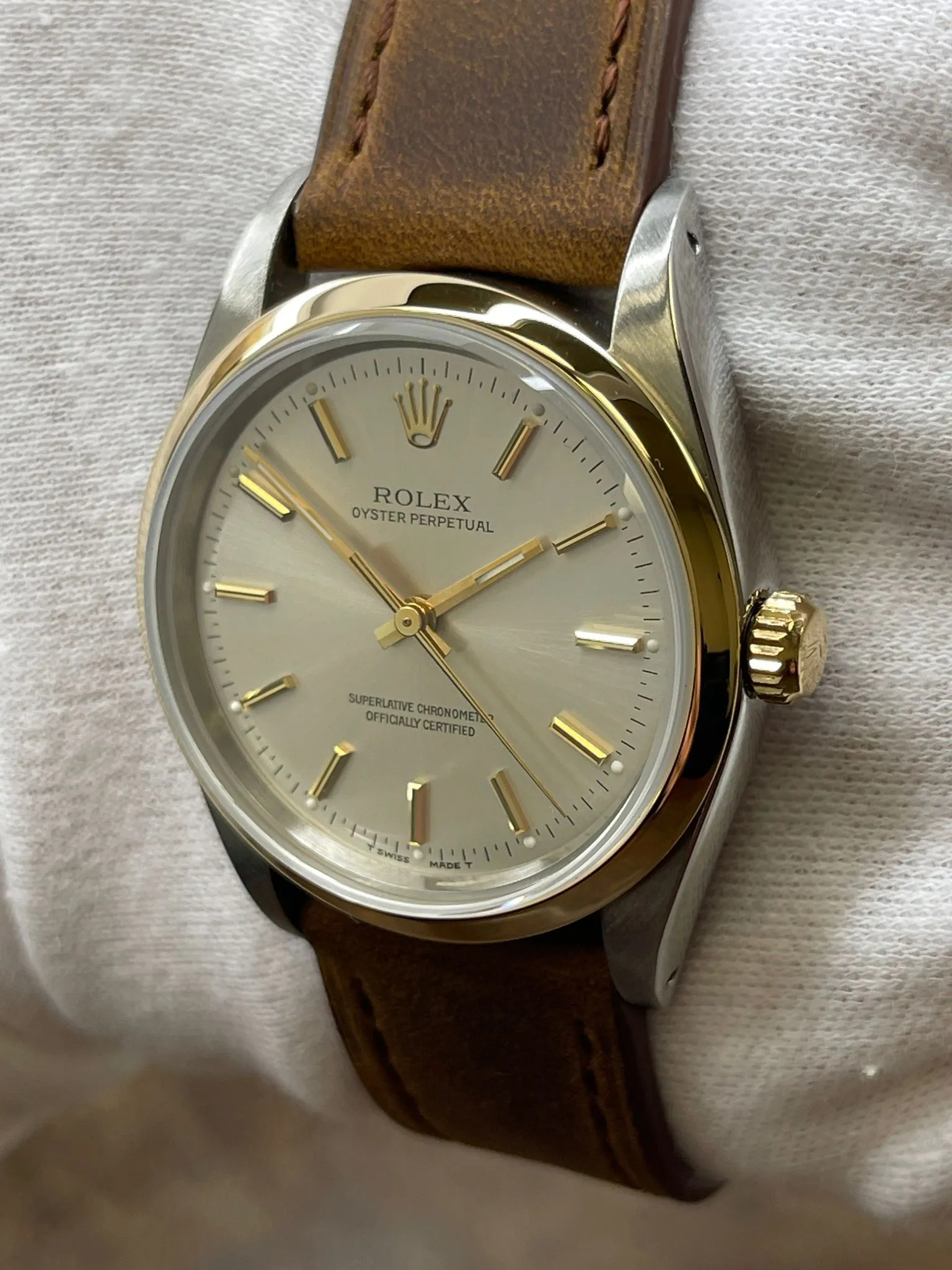 Rolex Oyster Perpetual 34mm 14203 Silver Dial Automatic Watch