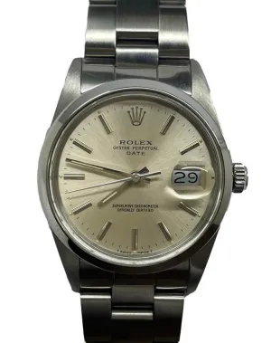 Rolex Oyster Perpetual Date 34mm 15000 Silver Dial Automatic Watch