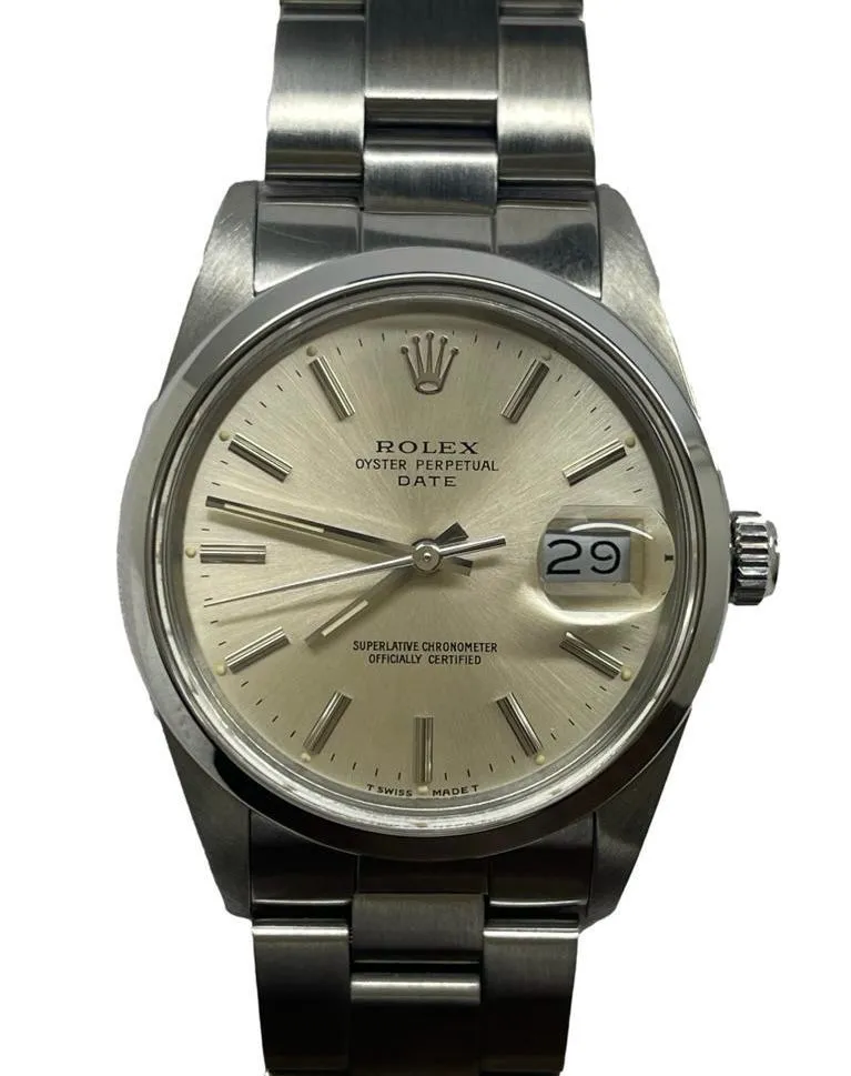 Rolex Oyster Perpetual Date 34mm 15000 Silver Dial Automatic Watch