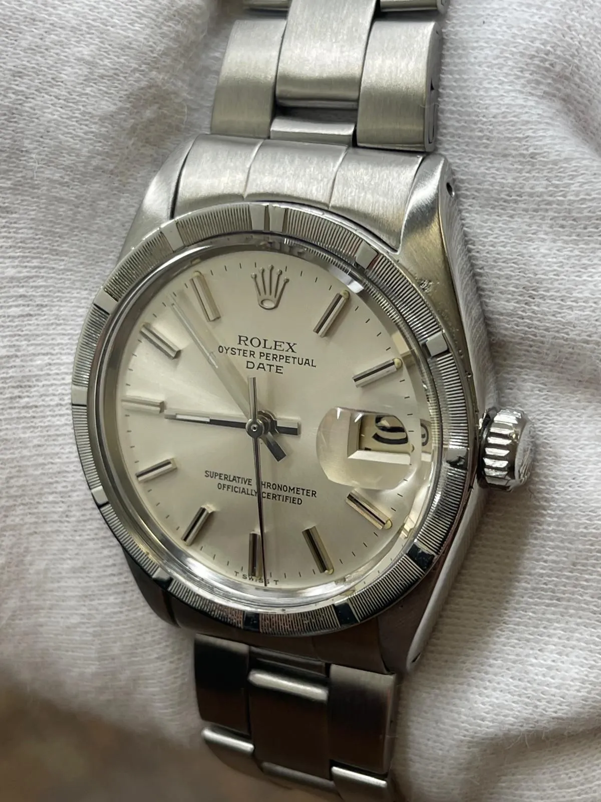 Rolex Oyster Perpetual Date 34mm 1501 Silver Dial Automatic Watch