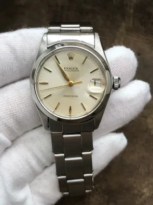 Rolex Oysterdate 6466 Silver Dial Manual winding Men's Watch