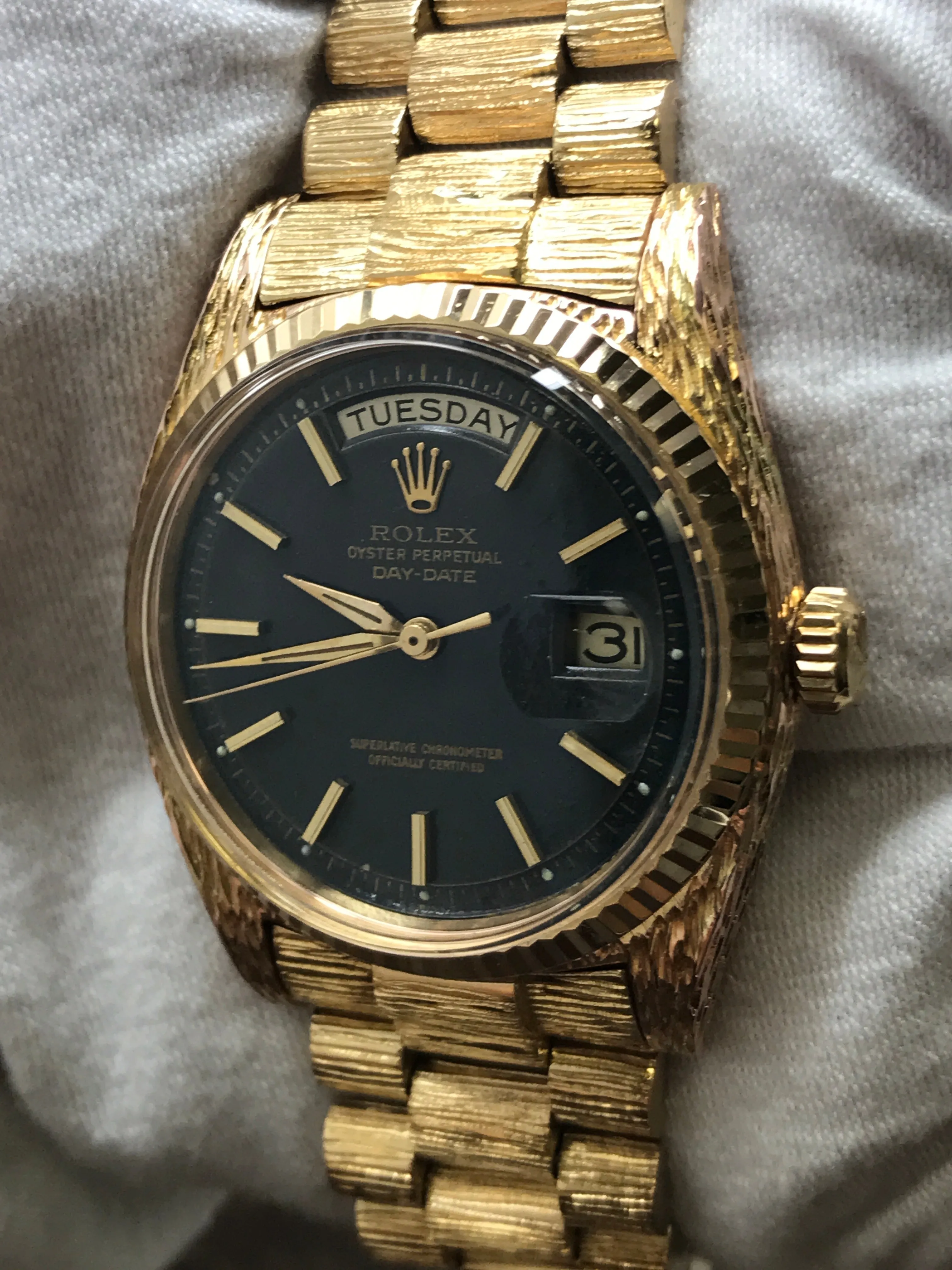 Rolex President Day Date 36mm Custom Engraved 6611 Black Dial Automatic Watch