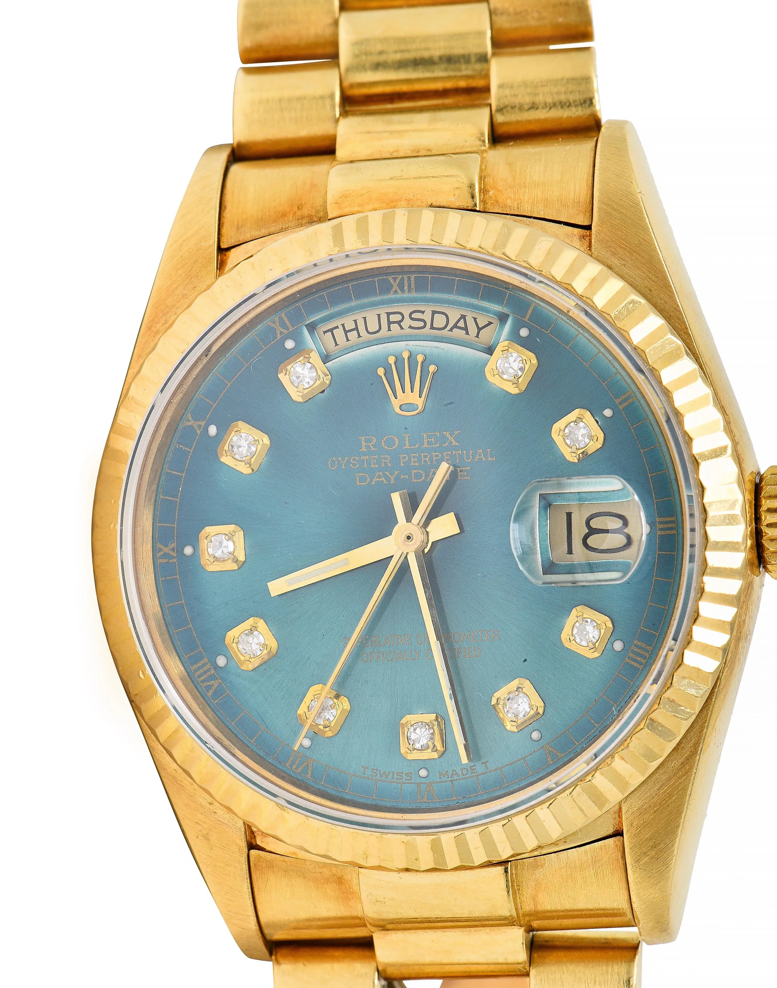 Rolex President Day-Date Vintage Men's Green Dial Diamond Unisex Watch 18038