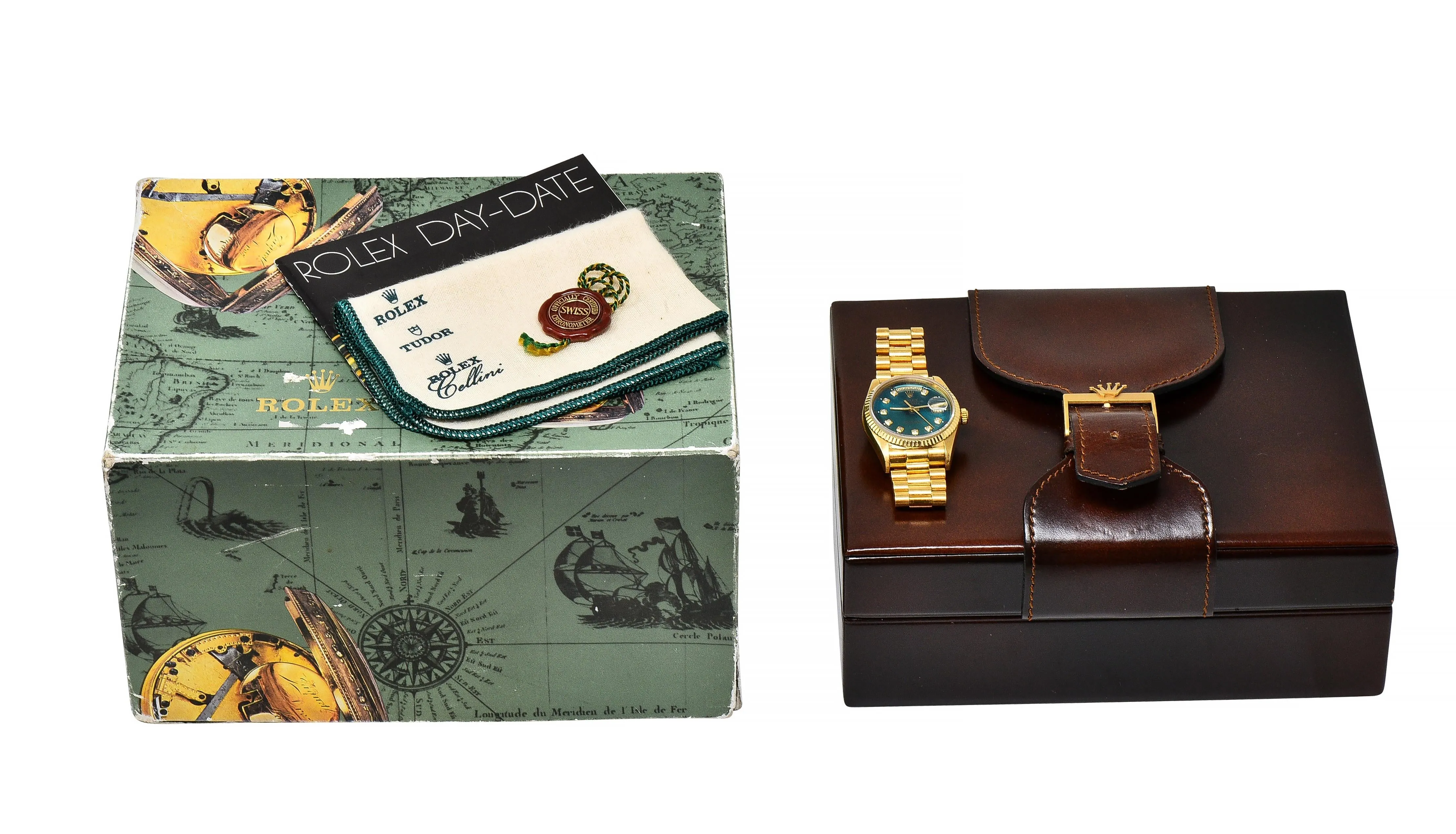 Rolex President Day-Date Vintage Men's Green Dial Diamond Unisex Watch 18038