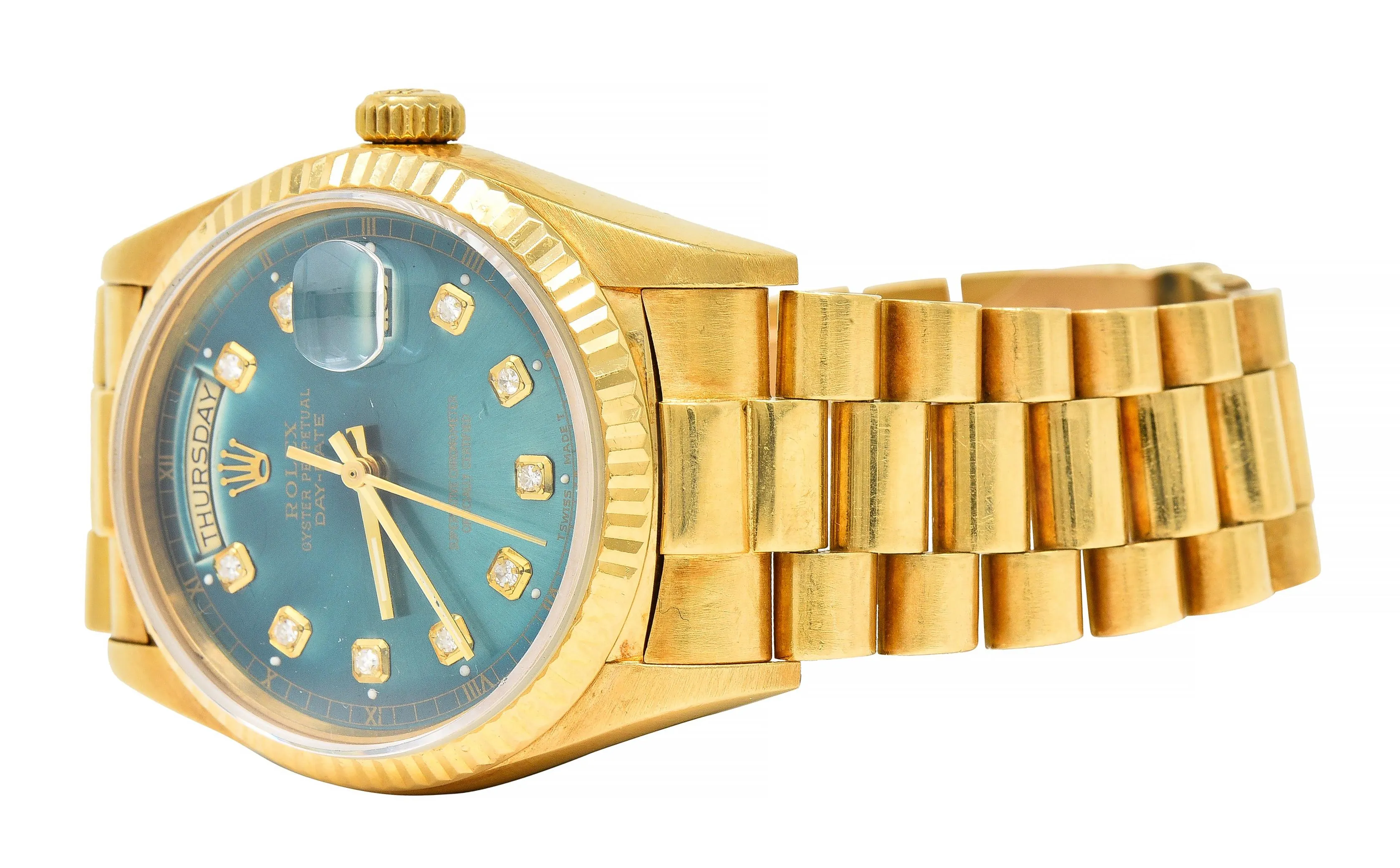 Rolex President Day-Date Vintage Men's Green Dial Diamond Unisex Watch 18038