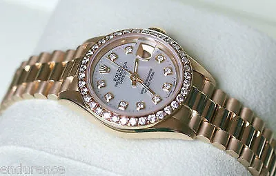 ROLEX PRESIDENT LADIES 26mm 18K YELLOW GOLD 69178 DIAMOND PEARL DIAL BEZEL