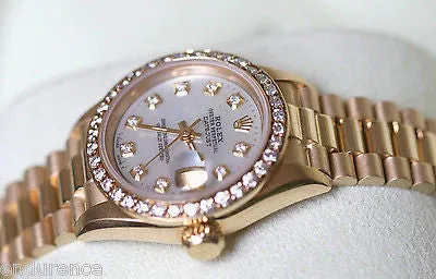 ROLEX PRESIDENT LADIES 26mm 18K YELLOW GOLD 69178 DIAMOND PEARL DIAL BEZEL