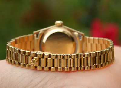 ROLEX PRESIDENT LADIES 26mm 18K YELLOW GOLD 69178 WHITE ROMAN DIAL USED