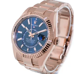 Rolex Sky-Dweller 42mm Everose Gold Blue Index Dial Fluted Bezel 336935